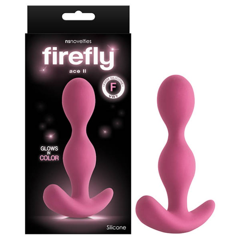 Firefly Ace II Glow In Dark Anal Plug - Pink